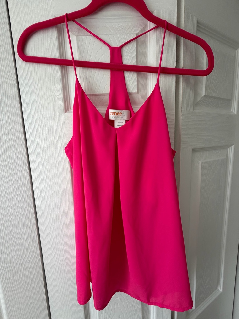 Renee C. Neon Pink Racerback Spaghetti Strap Cami